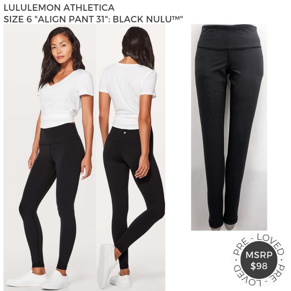 Size 6 Lululemon Athletica 'Align Pant 31": Black Nulu™' Athleisure Yoga Legging